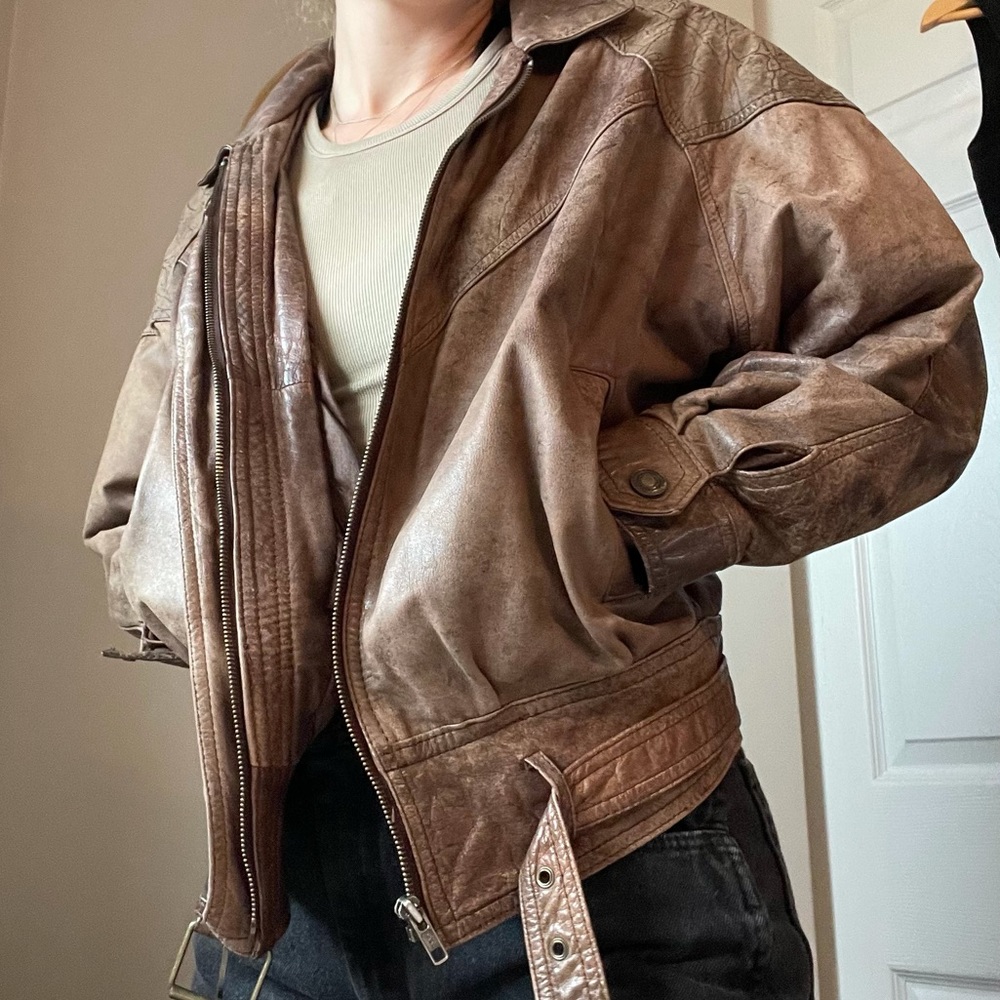 Vintage Global Identity Leather Bomber